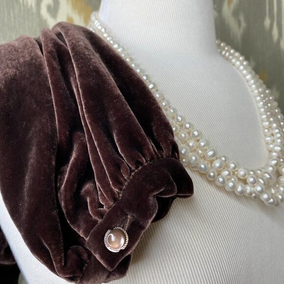 Ralph Lauren ~ Cocoa Brown Carlisle Shearling Collar Crushed Velvet Wrap Blouse - Picture 13 of 16